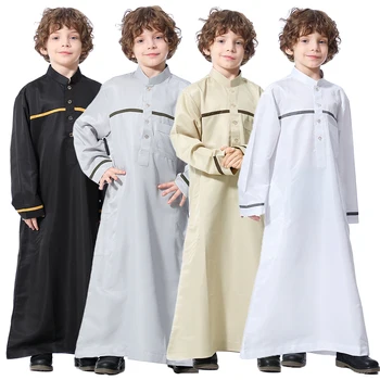 Tradicional Crianças Muçulmanas Roupas Oriente Médio Abaya Jubba Thobe Menino Vestido Longo Islâmica Vestes Kaftan Saudita, Dubai Árabe Caftan