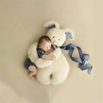 2023Newborn Bebê Fotografia Adereços Studio de Fotos de Acessórios Coelho Tema Peludos Boneca Coelho Infantil Menino Menina Fantasias