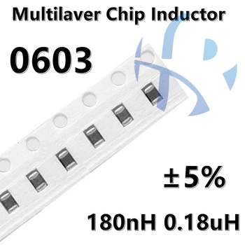 (50pcs) 0603 180nH 0.18 uH 1NH 1.2/2.2/3.3/4.7/10/22/33/47/68/82/100NH ±0.3 NH ±5% SMD Multilaver Chip de Alta Freqüência Indutor