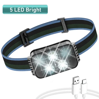 USB Recarregável Farol Handfree Luz Ultra Brilhante LED do Sensor de Movimento do Farol Portátil de Cabeça Frontal de Luz da Lanterna de Pesca