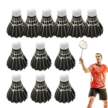 Badminton de Penas 12PCS Volantes de Badminton Treinador Bola Durável e Estável a Velocidade de Formação de Treinador de Badminton Bola Para o Interior E