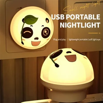 USB Plug Noite de Luz de Proteção para os Olhos dos desenhos animados da Noite de Pequeno porte Iluminação de Leitura Mini Luzes Computador de Alimentação Móvel de Carregamento do Livro de Lâmpadas