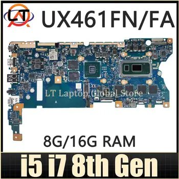 Placa-mãe Para ASUS Zenbook Flip 14 UX461FN UX461FA UX461 UX461F Laptop placa-Mãe I5 I7 8ª Geração de CPU 8G/16G-RAM UMA/V2G