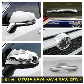 Grade dianteira do Centro de Cabeça Logo de Capa Espelho Retrovisor Guarnição de Ajuste Para TOYOTA RAV4 RAV 4 XA50 2019 - 2022 Chrome Acessórios do Exterior