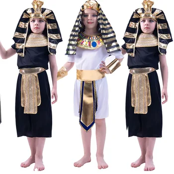 Halloween As Crianças Faraó Egípcio Traje Meninos Antigo Quarto Deluxe Príncipe Roupas De Cosplay Festa De Faraó Egípcio Manto Para Crianças