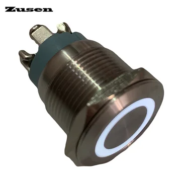 Zusen 19mm Quatro Parafuso Pés Interruptor de Botão de pressão Anel Iluminado Momentânea IP65 (ZS19F-10E/B/12V/S)