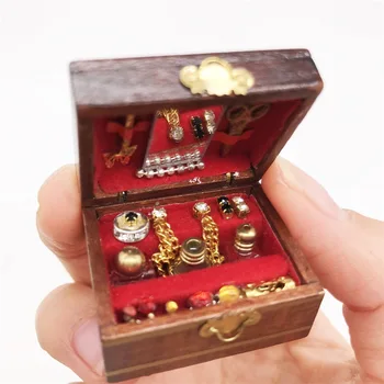 Miniatura Caixa de Jóias Modelo de 1/12 de Casa de Boneca Cena Acessório Crianças DIY Decoração Materiais Diorama Kit 1Set