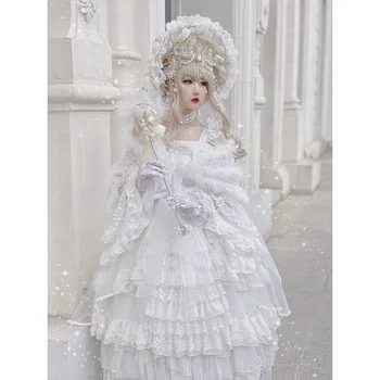 [O pagamento completo]Lindo e Elegante Anjo Oração de Flores do Casamento Vestido de Lolita vestido Escorregar JSK Saia