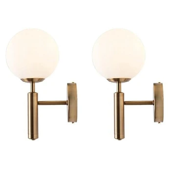 2X Decorativos de Parede de LED Lâmpada de Iluminação Nórdicos Bola de Vidro Lustre Espelhos para casa de Banho de Luz em Ouro Branco Quente Luz