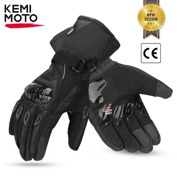 KEMiMOTO Winter ATV UTV Moto Luvas CE Tela de Toque de Motocross Impermeável Permeável Luvas de Protecção Homens Guantes Moto Luvas