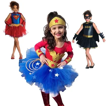 Wonder Girls Trajes de Halloween para Meninas Tutu Vestido de Super-Herói Inspirado Roupas Anime Cosplay Fantasia de Festa de Aniversário de Roupas