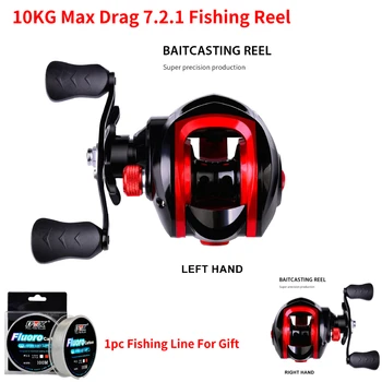 Carreto de pesca Profissional Ultra Leve 10KG Max Arraste 7.2.1 Relação de Engrenagem de Carpa Baitcasting Roda de Pesca de Carpa Carcaça do Carretel