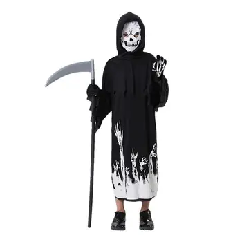 Halloween Assustador Traje De Esqueleto Para As Crianças De Família De Horror Crânio Macacão De Festa De Carnaval Com Capuz Halloween Criança De Pijama