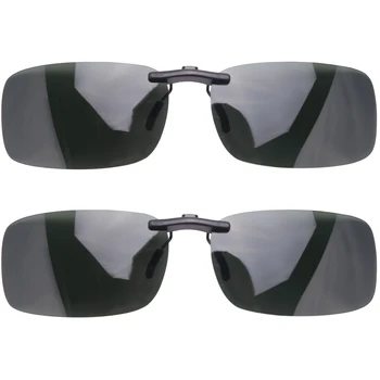 2X Unisex Claro Verde Escuro Lente Polarizada Óculos de sol Clipe de Óculos