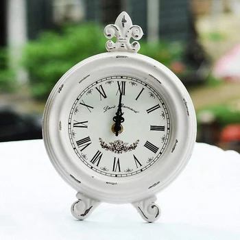 Vintage Relógio De Mesa De Madeira Pequena E Branca Relógio De Mesa Em Silêncio Assinalando A Pilhas E Rústica Decoração Retro Relógio