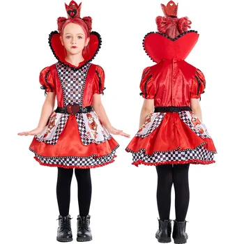 Halloween Deluxe Menina Rainha Vermelha Fantasia de Alice Lolita Roupa No país das Maravilhas Garoto de Contos de fadas Semana do Livro Fantasia Vestido de Fantasia