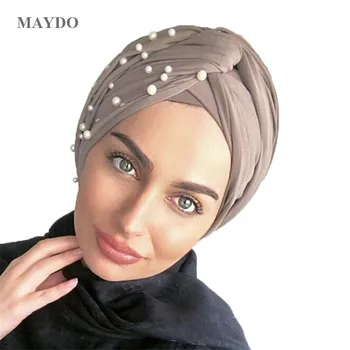 DD34 Turbante Sólido Algodão Interno Hijab Caps Macio Mulheres Muçulmanas Turbante Bonnet envolver a Cabeça Hijab Underscarf Pac