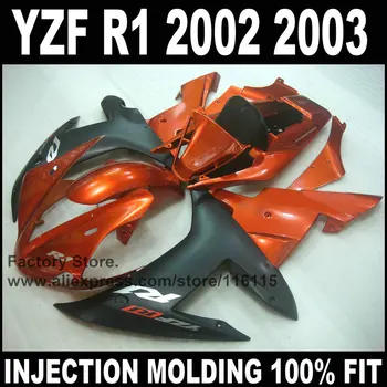 moto Completa molde de injeção kit de carenagem YAMAHA 2002 R1 2003 YZF R1 02 03 laranja ABS na carenagem funilarias