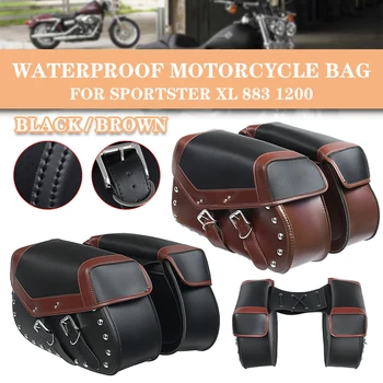 Moto Saddlebag De Couro Impermeável De Ferramentas No Lado Sacos De Bagagem Saddle Bag Bolsa Preta/Marrom Para Honda Para Harley18L Para Kawasaki