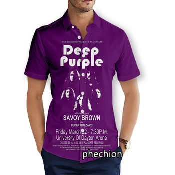 Verão Havaiano de Manga Curta de Mens Camisas de Praia do Deep Purple, Banda Impressos em 3D Camisas Casuais Moda Streetwear Homens Tops X10