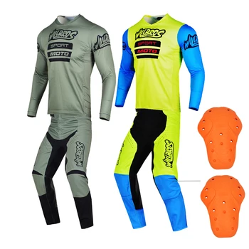 Willbros Motocross MX Offroad camisola e Calças Conjunto Removível com Blindados joelheiras Sujeira Bicicleta de Montanha, Enduro Racing Gear de Combinação