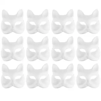 6/10/12pcs Cosplay Fox Máscara Metade Japonesa Máscara em Branco Diy Máscara Metade Fox Máscara em Branco Prop Mulheres em Branco Máscaras Metade Japonesa Maskes
