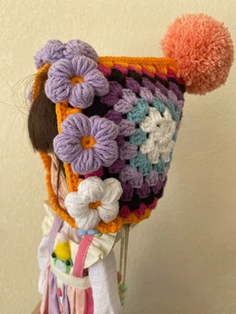 Blythe chapéu de Abóbora com pequenas flores de tecido a mão chapéu de lã (Ajuste blythe、qbaby ob11 Boneca Acessórios)
