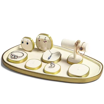 High-end jóias do suporte de exposição do anelar pulseira colar brincos stand de exibição da janela do contador da jóia de adereços