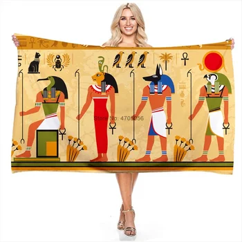 Novo Colorido Egípcio Retrato Tijolos de Natação, Toalha de Microfibra Absorvente de Banho /Toalha de Piscina para Adultos Acampamento ao ar livre Cobertor