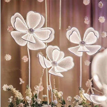 Decoração do casamento de Flor Luminosa da Lâmpada LED de Renda Branca flor decoração de Casamento Estrada de Levar a Festa de Aniversário de Eventos Palco Decorações