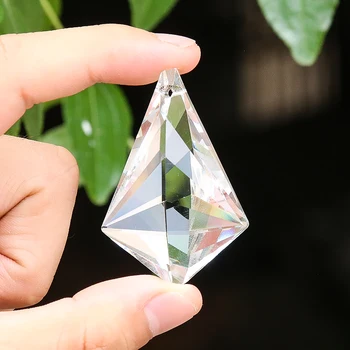 2pcs de 50mm cristalina Chifre de Boi Pendurado Prisma de Vidro Lustre Pingente de Fengshui Decoração da Casa do Sol Apanhador de Acessórios do Casamento