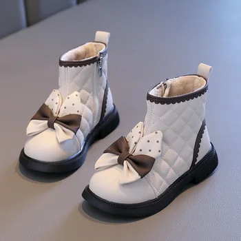 2023 coreano Primavera e o Outono as Novas Meninas do Cute' Botas Curtas para Crianças de Bolinhas de Impressão Arco Princesa Botas de Crianças Sapatos da Moda