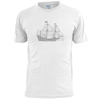 Mens Navio Mayflower Esboço T-Shirt Peregrinos Do Novo Mundo
