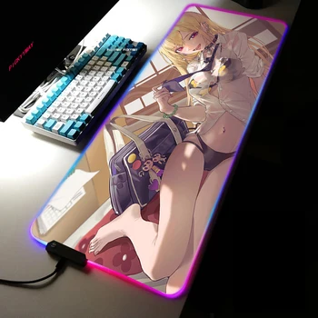Meu Dress Up Darling RGB tapete de rato Gaming LED Anime Secretária Esteira Luminosa Mouse Pad Kitagawa Marin Teclado Grande Tapetes Com Backlit