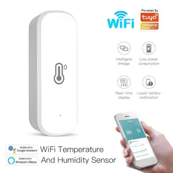 Wi-FI de Temperatura Sensor de Humidade Interior e Exterior do Higrómetro do Termômetro de Detector de SmartLife Controle Remoto Com Alexa Inicial do Google