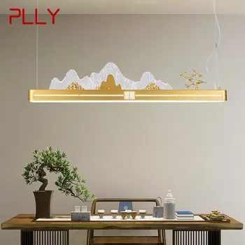 PLLY LED 3 Cores Modernas Luzes Pingente Estilo Chinês Paisagem de Luxo Ouro da Casa de Chá, Sala de estar Lustre