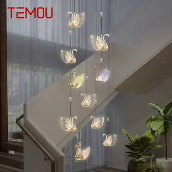 TEMOU Nordic Swan Lustre dispositivos Elétricos da Lâmpada Moderna Criativo LED Luzes Pingente para a Casa de estar Sala de Jantar Decoração