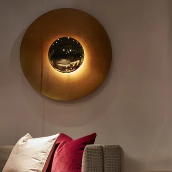 Pós-Moderno Hotel de Luz de Luxo Elegante Quarto de Cabeceira Lâmpada Decorativa na Parede do Fundo Personalizado rodada UFO Lâmpada de Parede