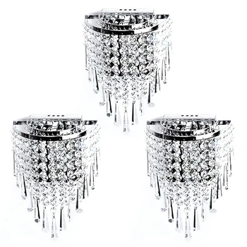 3X Moderna de Cristal da Lâmpada de Parede do Cromo Candeeiro de iluminação de Parede Para Sala de estar, casa de Banho Iluminação Home Indoor da Decoração