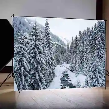 A LUA.QG Cenário de Neve, Árvores de Floresta Rio de Fluxo de Fotografia de Montanha Plano Crianças Férias de Inverno Aventura Decorações de Adereços