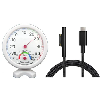 Higrômetro Umidade Termômetro Temp/Medidor de Temperatura & Trançada de Nylon USB-C Cabo de Carregamento Para o Surface Pro 6/5/4/3