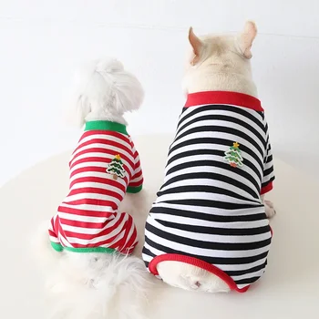 Bulldog de Natal Distribuído Impresso Cães de Quatro Patas Pijama para 2023 Outono e Inverno de Gordura Cão Britânico Tourada Roupas para cães