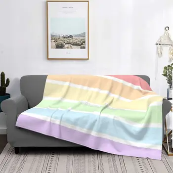 Pastel Arco-Íris Listras De Uma Ultra-Soft Micro Cobertor De Lã