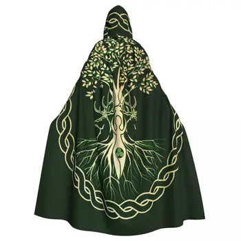 Cosplay Trajes Medievais Viking Árvore De Vida Da Wicca Nórdica Com Capuz Do Manto Capes Vestes Compridas, Casacos Casaco De Carnaval